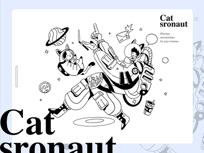 Catstronaut app astronaut cat design ecommerce homepage illustration message service space ui website