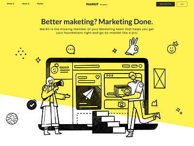 Markit illustrations app branding design ecommerce homepage illustration intro marketing mobile sales sass service software website