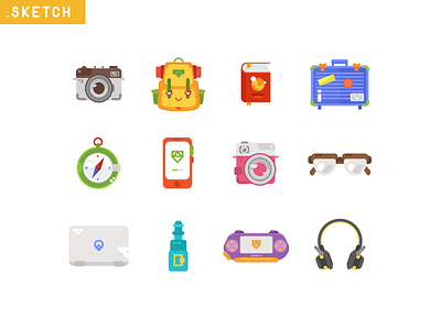 Travel Kit free freebie icon iconset illustrator kit random sketch travel