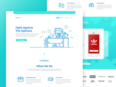 Paperpillar Landing Page agency creative icons illustration web website