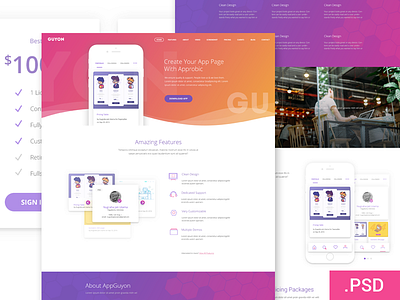 Guyon Homepage clean design features flat freebie homepage landingpage psd ui ux web website