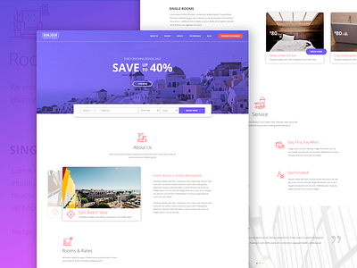 Bonjour Hotel Homepage clean design features flat homepage landingpage minimalism psd ui ux web website