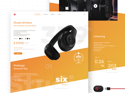 Studio Wireless Concept cart concept ecommerce headphone market photoshop redesign shop ui ux webdesign website