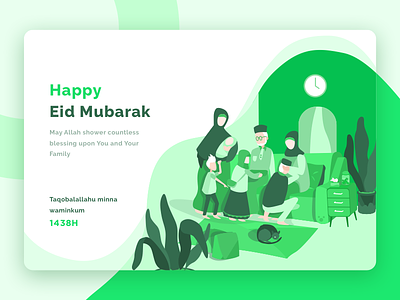 Happy Eid Mubarak card celebrate character eid family freebies gradient greetings icons illustration mubarak web
