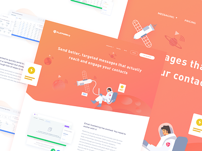 Feature Page - Messaging astronaut design feature page illustration landing page message outer space space website