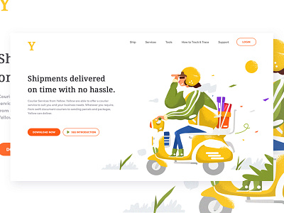 Delivey Service bike courier delivery homepage illustration intro message send service shipment