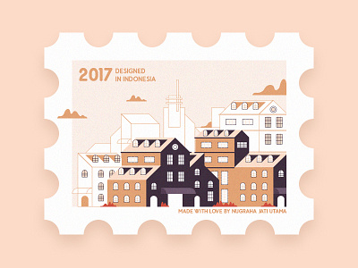 Stamp Design badge building card illustraton mail old pastel post poster stamp vintage