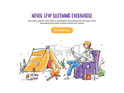 Soundsation camp discover enjoy homepage illustration intro music service share website