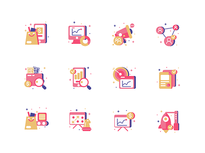 Icons For Torogrowth analytics campaign content growth icon illustration marketing network optimization search engine