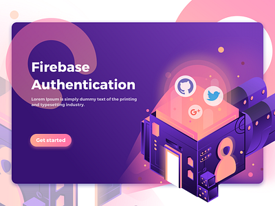 Firebase Authentication api app design ecommerce homepage icon illustration intro mobile onboard service website