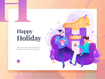 Happy Holiday Illustration v.01 design enjoy greetingcard happy holiday home homepage icon illustration service vector website