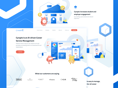 Homepage Cynaptx branding clean design ecommerce education homepage icon illustration management monster service website