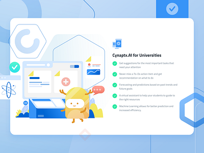 Cynaptx A.I. For Universities ai artificial intelligence branding design education homepage illustration management monster service vector website