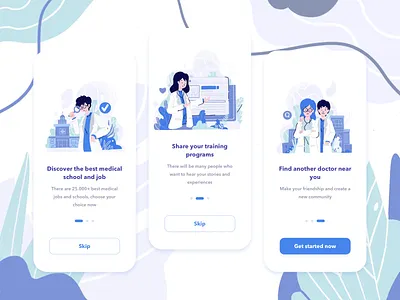 Onboarding GoDoc. app design doctor ecommerce icon illustration intro medical mobile onboard school service