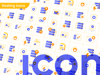 Hosting Icons cloud design ecommerce hosting icon illustration server service technology ui unlimited vector website