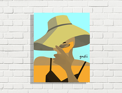 Amber - women in hats boho style canvas print contemporary design girl illustration minimilist pop art wall art woman