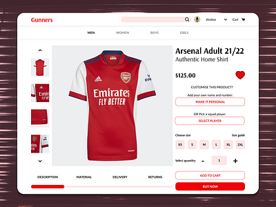 #DailyUI - E-Commerce Shop (Single Item) - Daily UI 012 arsenal daily ui dailyui design diseño diseño gráfico diseñoui diseñouxui figma graphic design gunners illustration ui ui design