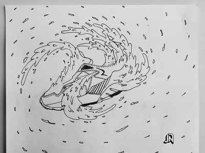 Fluid Puma Trinomic black fluid illustration ink jordienolie puma sketch sneakers water white
