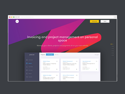 Landing page for Dashboard Project landing