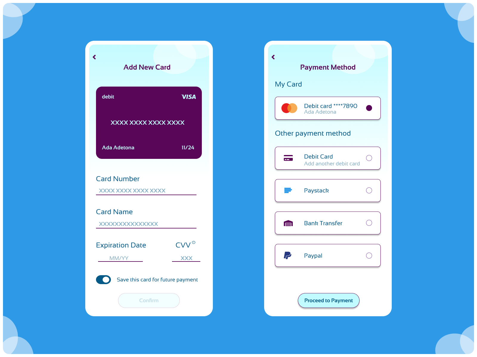 Payment UI by Naomi Mozia on Dribbble