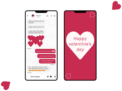 Valentine themed messaging UI ❤️❤️ app design graphic design love messaging ui ui ux valentine