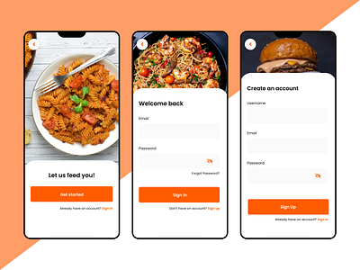 Feed me - Sign in and sign up screens app design ui ux