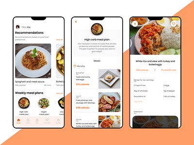 Feed me - Home screen and more app design ui ux
