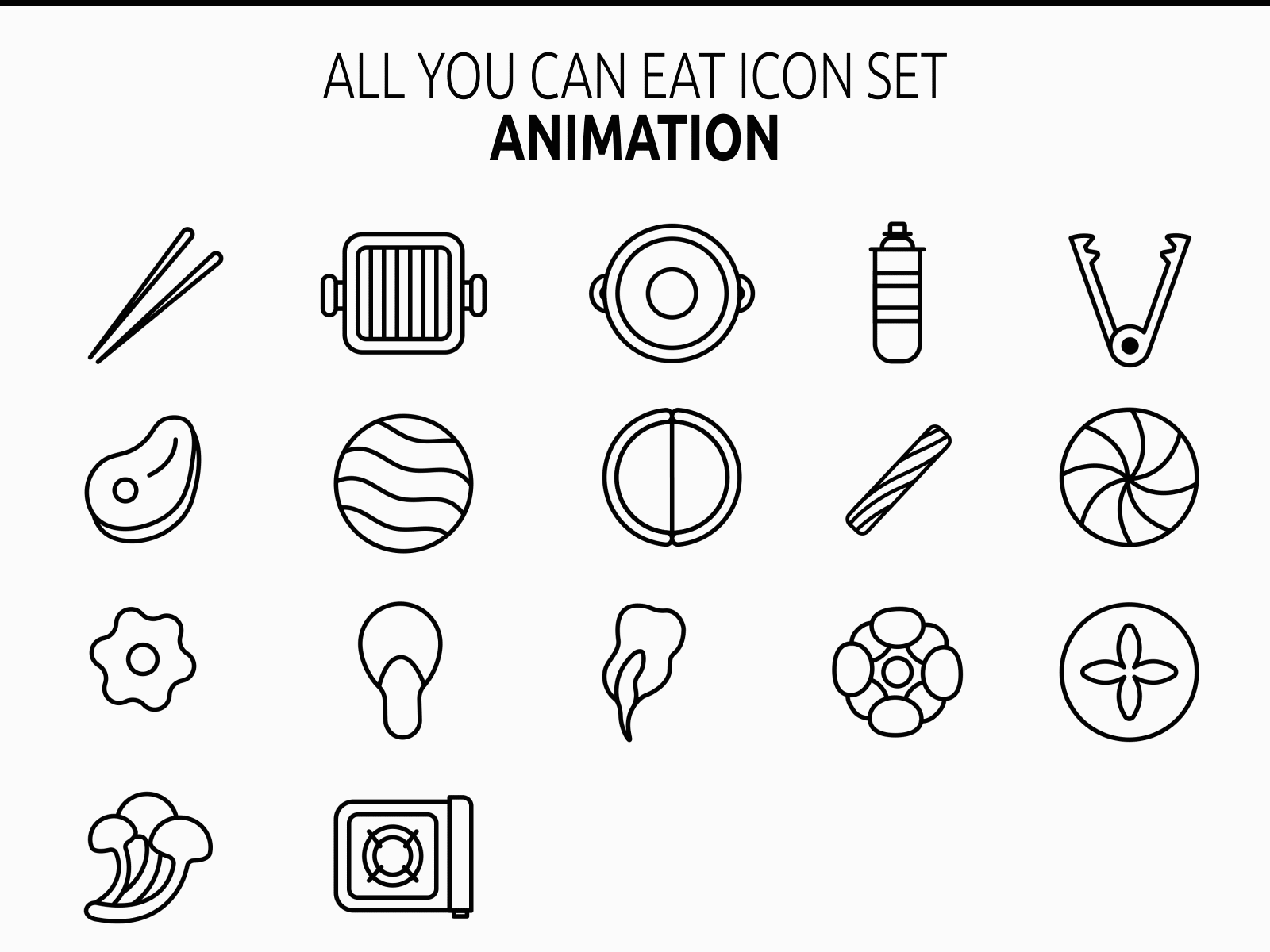 All you can eat icon set animation