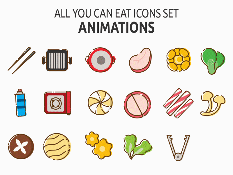 All you can eat icon set animation animation app graphic design json lottie motion graphics ui ux