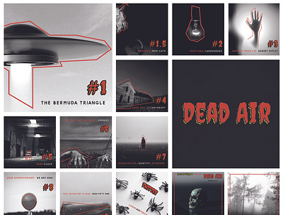 Dead Air Podcast Instagram Marketing Branding Board art artwork clean creepy dark design horror instagram marketing modern podcast seo social media