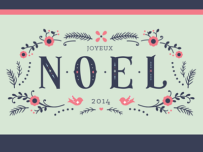Noel boughs christmas floral holiday card holly illustration klinic slab lettering noel pine swash wreath