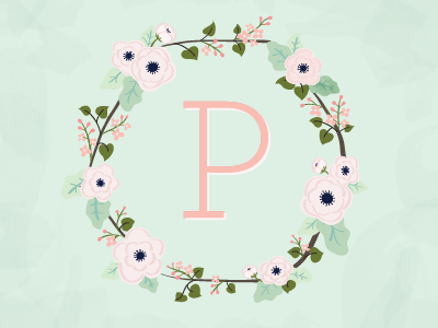 Botanical Motif floral flowers illustration monogram