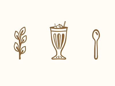 Cafe Icons branch cafe floral handmade icon icons ink milkshake minimal restaurant sketch spoon