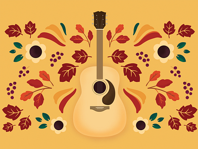 Fall Guitar Motif fall guitar illustration leaves procreate vector wine