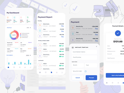 Monthly Bill Payment Screens ui ux