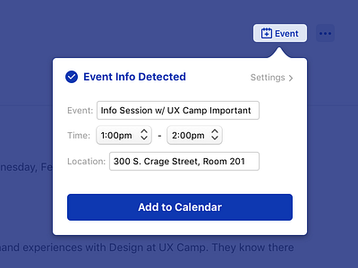 Event2Cal - Enhance Your Email desktop app email app ui design