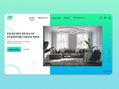 LANDING PAGE FOR A FURNITURE MART WEBSITE blue furniture green landing page ui ui design ux website