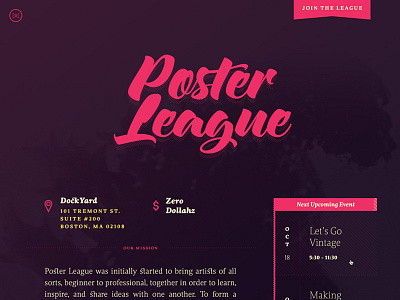Poster League site redesign digital drawing graphic design icons illustration typography web design website