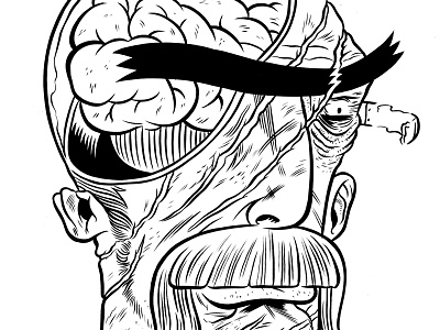 "The Brains" black and white character design drawing illustration illustrator ink line photoshop