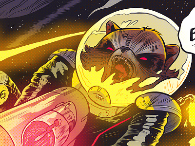 Rocket Raccoon comics digital drawing illustration illustrator ink line marvel photoshop rocket raccoon space