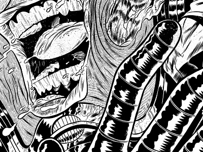 Galactus vs Thanos black and white ink comics drawing illustration line marvel poster print