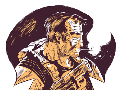 The Punisher black and white brush character design comics design drawing illustration ink line marvel punisher