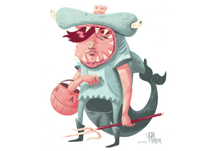 Trick Or Treat character design comics costume cute halloween humor illustration kid king shark