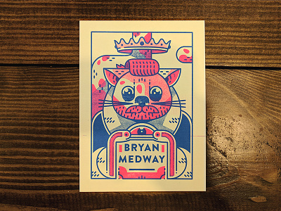 Bryan Medway Risograph Trading Card art cat design digital art drawing illustration illustrator print risograph trading card typography