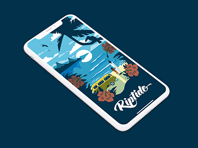 Riptide Mobile Game app beach design drawing game illustration mobile surfing typography video game