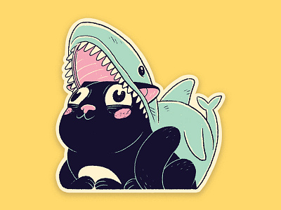 Kitty Cat Shark art character design design digital digital art drawing illustration ink line painting photoshop print sticker