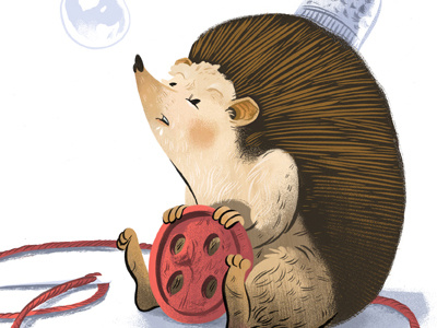 "Hedgy" animal button character design childrens book cute design digital drawing fun hedgehog humor illustration ink logan faerber nature publishing red sketch thimble