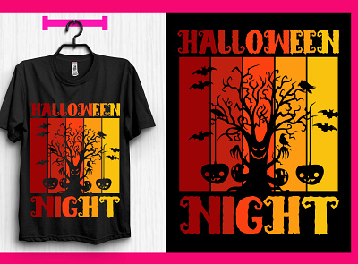 Halloween T-shirt Design | Halloween Night design halloween halloween design halloween night halloween tshirt design illustration merch by amazon pod tshirt design teesdesign tshirt design tshirt designer tshirtdesign