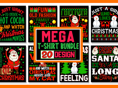 Christmas T-shirt Design Bundle christmas christmas design christmas tshirt christmas tshirt design design illustration merch by amazon pod tshirt design teesdesign tshirt design tshirt designer tshirtdesign