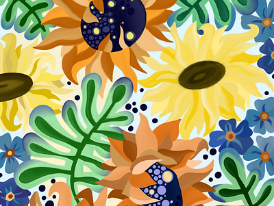 Sunflower Floral Illustration adobe illustrator design digital illustration floral floral design floral illustration flowers flowers illustration graphic design illustration